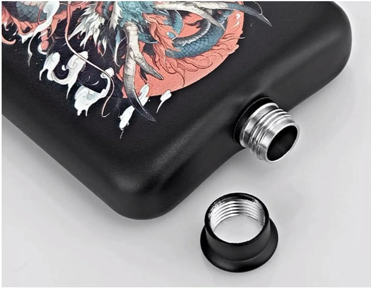 304 Stainless Steel Flasks with Funnel and Cups Outdoor Travel Steel Flasks Portable Flasks for Liquor for Men 6Oz(B)