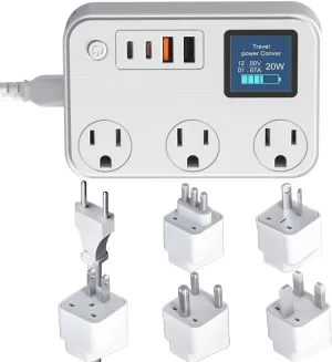 350W Conversion Plug,International Travel Converter with 2 USB and 2 USB-C Ports, lowering 220V to 110V for 100V-240V Areas and Different Countries Plugs Using US Electrical Devices