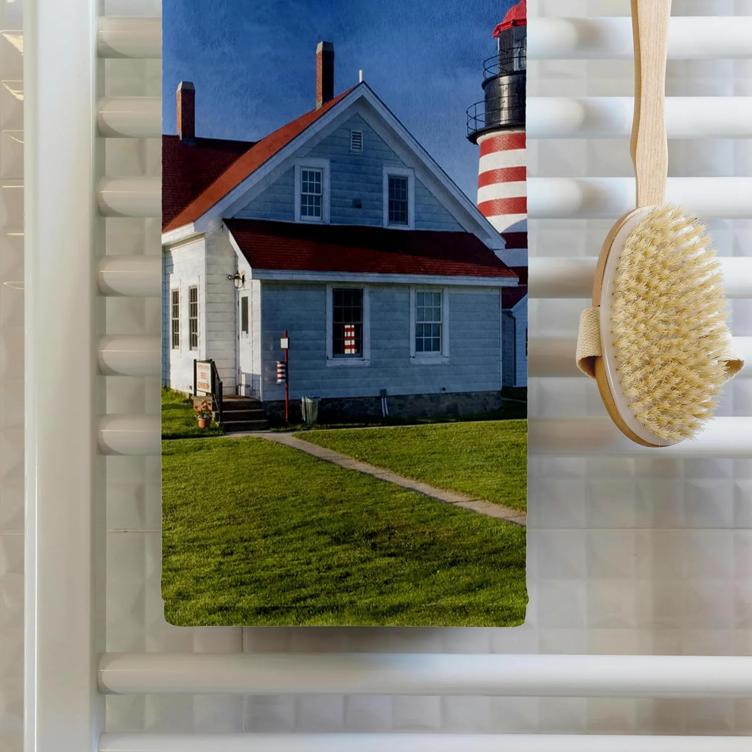 3dRose 22x30 Bath Hand Pool Towel - West Quoddy Head Lighthouse, Lubec, Maine - US20 JMO1278 - Jerry and Marcy Monkman Lighthouses