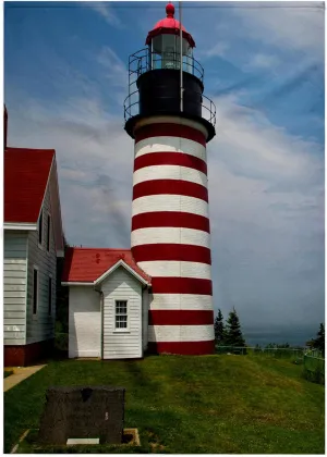 3dRose 22x30 Bath Hand Pool Towel - West Quoddy Head Lighthouse State Park, Maine - US20 CHA0034 - Chuck Haney Lighthouses