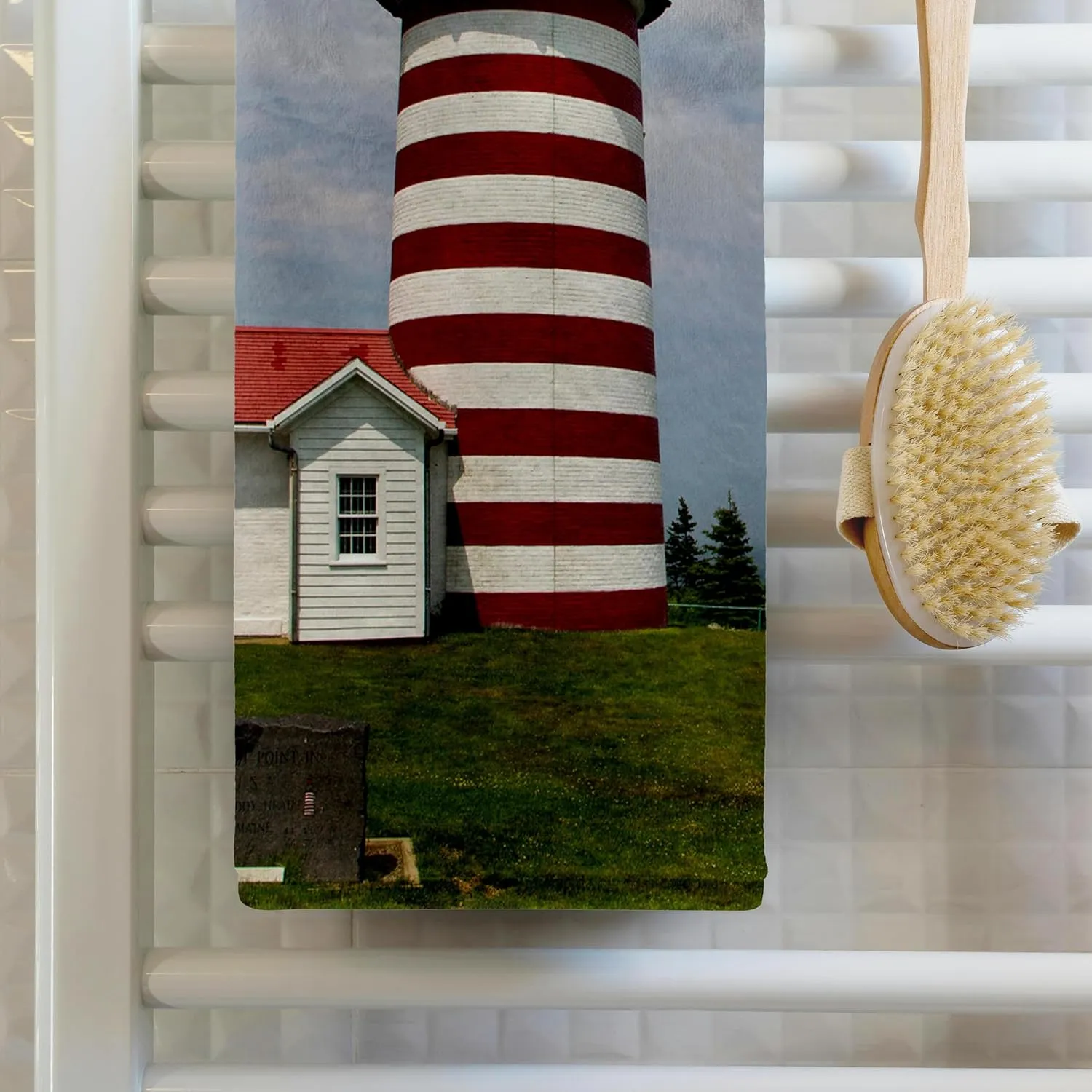3dRose 22x30 Bath Hand Pool Towel - West Quoddy Head Lighthouse State Park, Maine - US20 CHA0034 - Chuck Haney Lighthouses