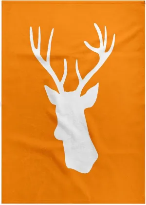 3dRose 22x30 Bath Hand Pool Towel - White Stag Head Silhouette on Orange - Country Deer with Antlers Deer Designs