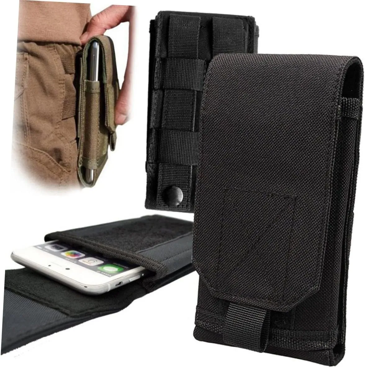 3pcs 6 Pouches Equipment for Running Camping Gear Outdoor Waist Bag Army Green Waist Pack Mobile