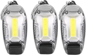 3Pcs Portable Keyring Light Mini Cob LED Keychain Lamp for Camping Hiking and Emergencies Compact Easy to Carry Battery Operated with Versatile Use for Home and Outdoor