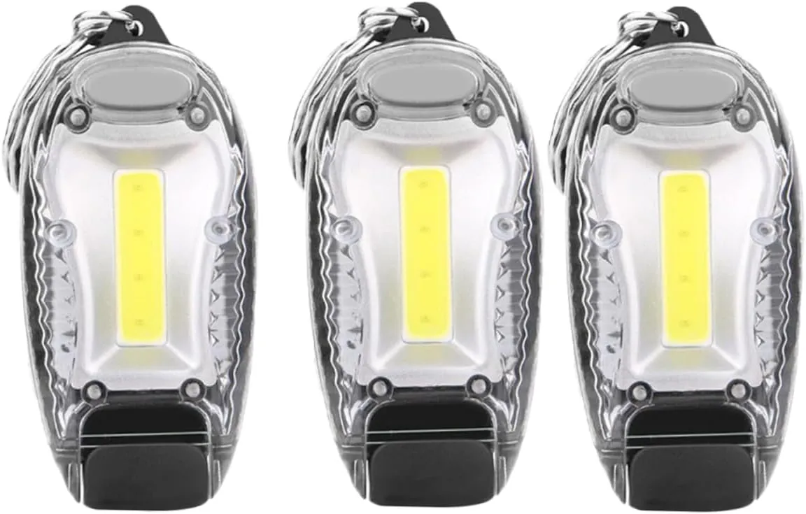 3Pcs Portable Keyring Light Mini Cob LED Keychain Lamp for Camping Hiking and Emergencies Compact Easy to Carry Battery Operated with Versatile Use for Home and Outdoor