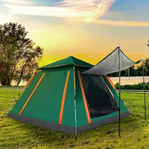 4-5 Person Pop-Up Camping Tent, Instant Setup Family Tent with 2 Mosquito Nets Windows, Portable for Hiking, Backpacking & Outdoor Adventures, Waterproof & Windproof