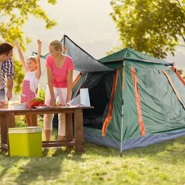 4-5 Person Pop-Up Camping Tent, Instant Setup Family Tent with 2 Mosquito Nets Windows, Portable for Hiking, Backpacking & Outdoor Adventures, Waterproof & Windproof