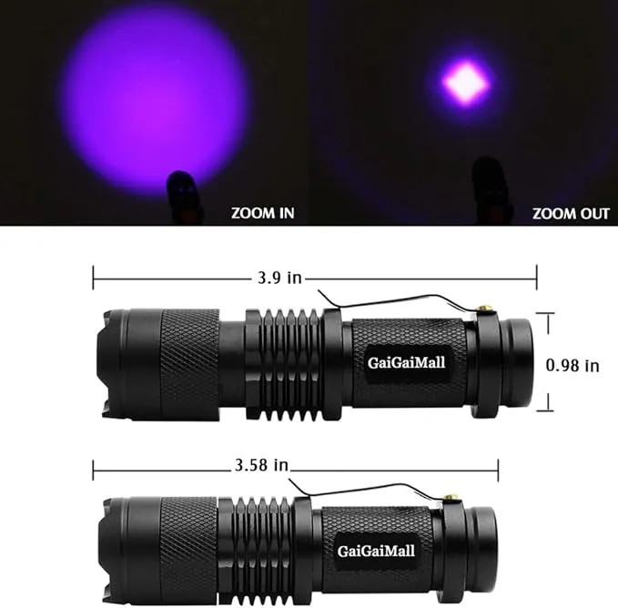 4 Colors Flashlights Including Red Green Blue Black Light Flashlight, 3 Mode Zoomable Led Hunting Torch, 4 Pack