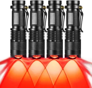 4 Pack Red Light Flashlight, 3 Modes LED for Astronomy, Night Observation and Outdoor Activities