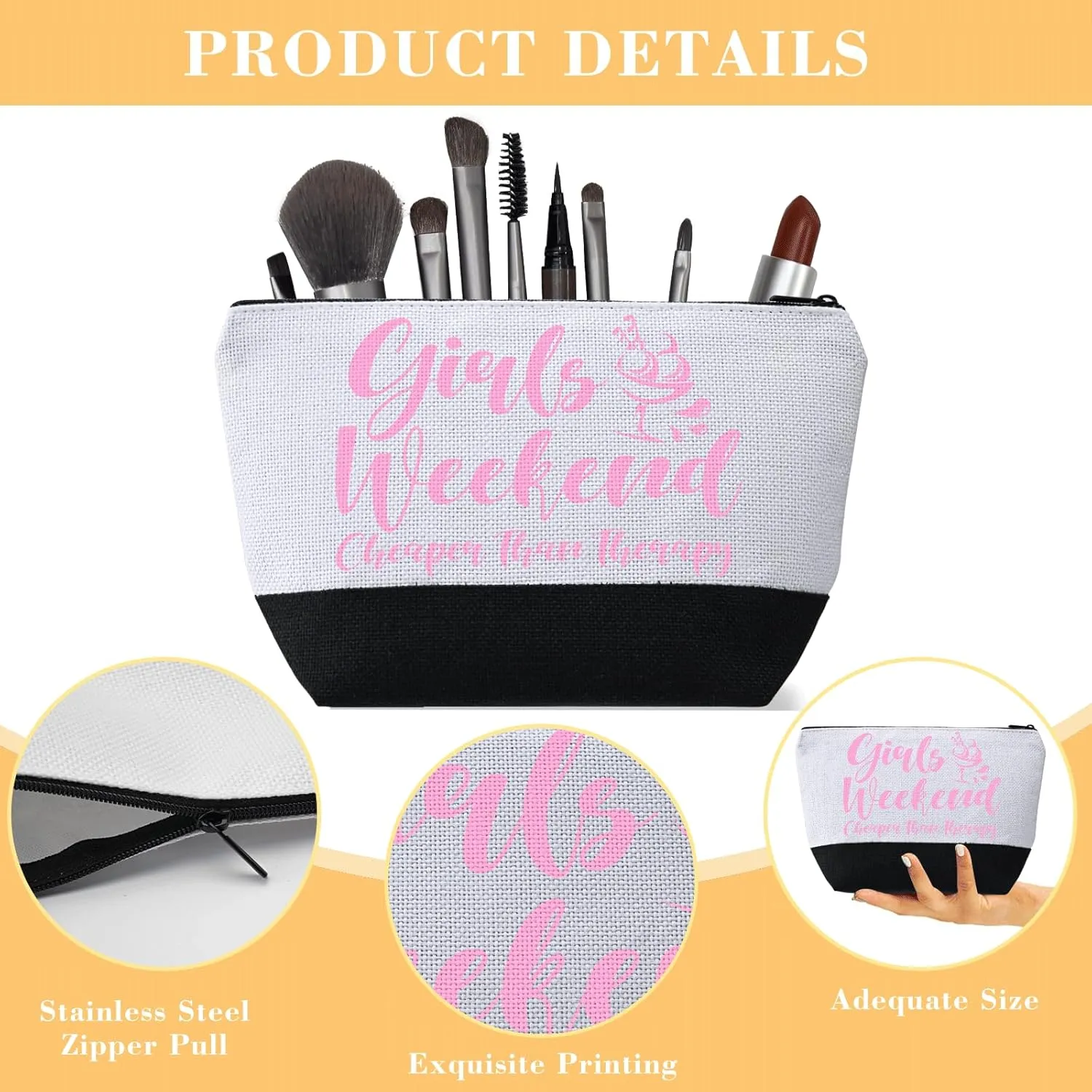 4 Pcs Girls Weekend Gifts Favors Girls Trip Cosmetic Bags Toiletry Makeup Bag Friendship Gifts for Women Christmas Wedding Bachelorette Party Favors