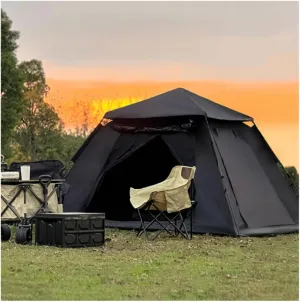 4-Person Family Camping Tent, Waterproof, Sun Protection, Pop-Up Easy Setup, Ventilated Sturdy for Outdoor Adventures
