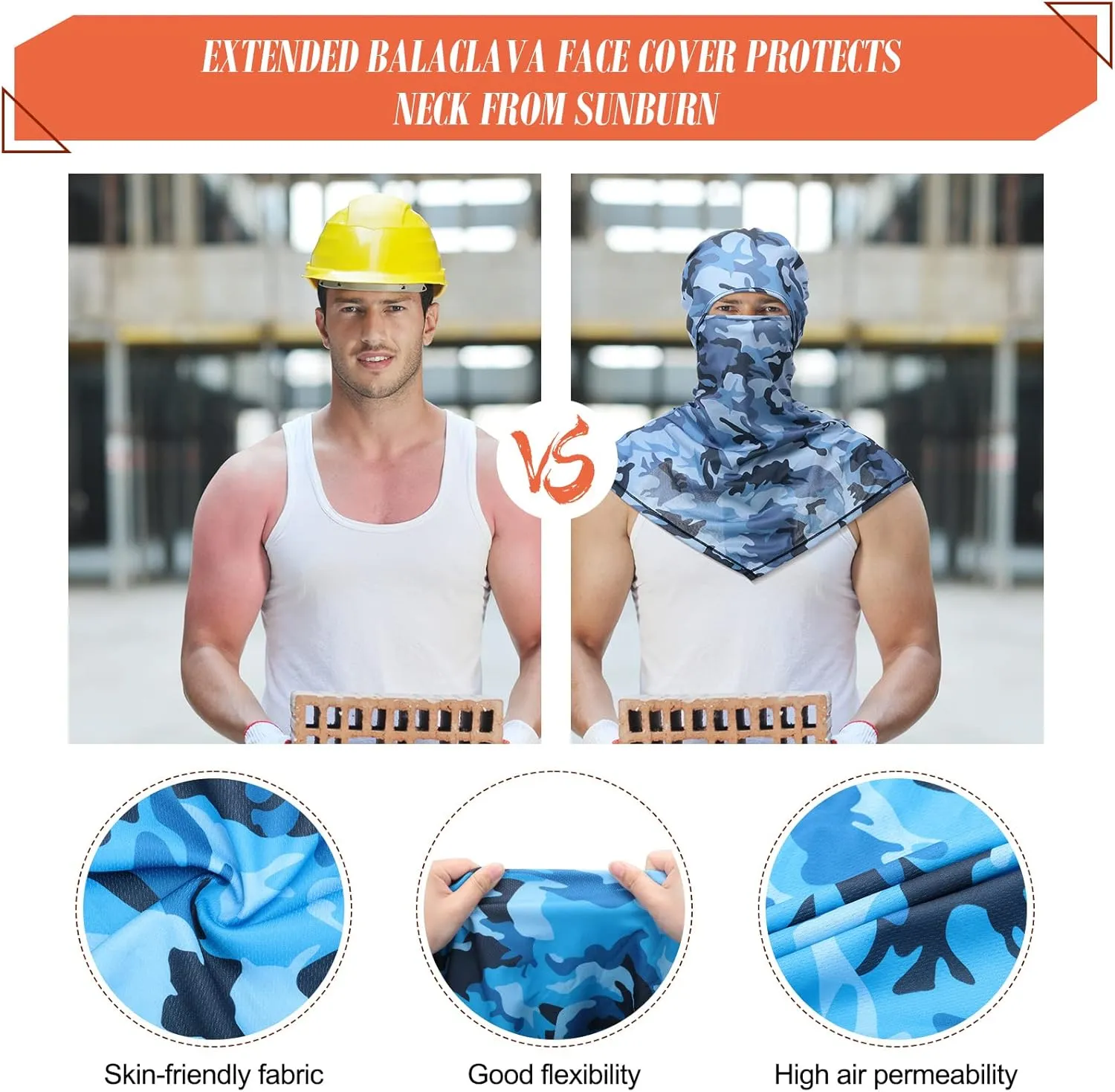 4 Piece Balaclava Face Covering Summer Balaclava Sun Protection Long Neck Cover for Men Women