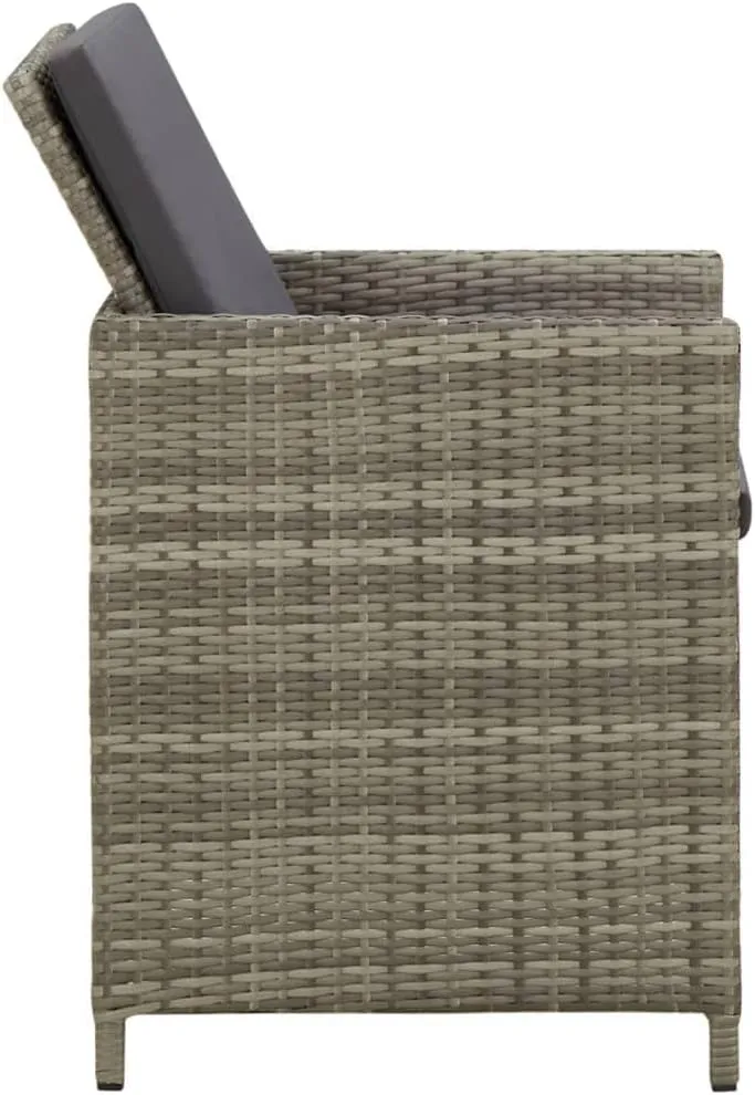 4-Piece Gray PE Rattan Outdoor Dining Chairs with Cushions, Patio Furniture Set with Steel Frame for Backyard Poolside Lounge Camping