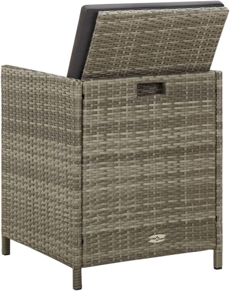 4-Piece Gray PE Rattan Outdoor Dining Chairs with Cushions, Patio Furniture Set with Steel Frame for Backyard Poolside Lounge Camping
