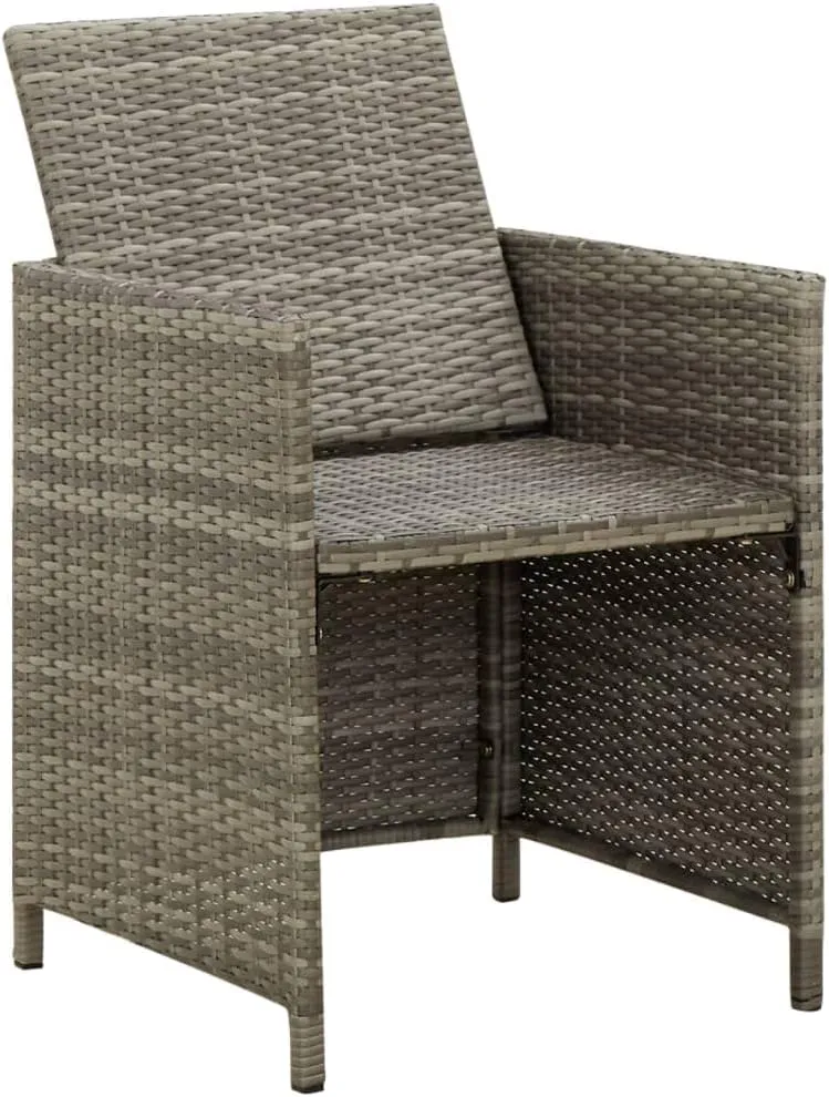 4-Piece Gray PE Rattan Outdoor Dining Chairs with Cushions, Patio Furniture Set with Steel Frame for Backyard Poolside Lounge Camping