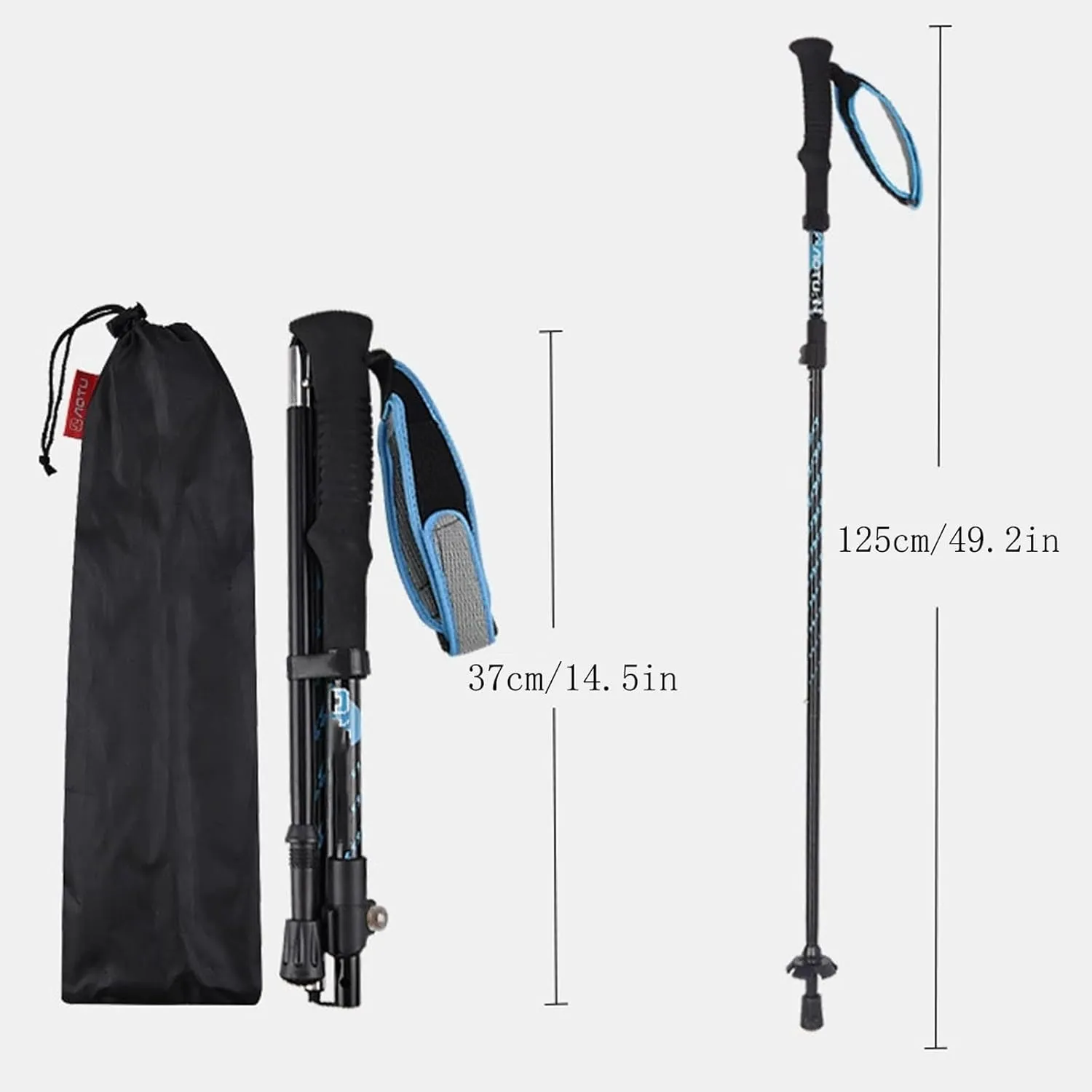 4 - Section Foldable Hiking Poles Made of 7075 Aluminum Alloy, for Outdoor Trekking and Skiing