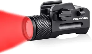 400 Yards Gun Flashlight Red/Green/White LED Tactical Rail Mounted with Quick Release, Fits Glock Taurus Ruger Springfield H&K S&W
