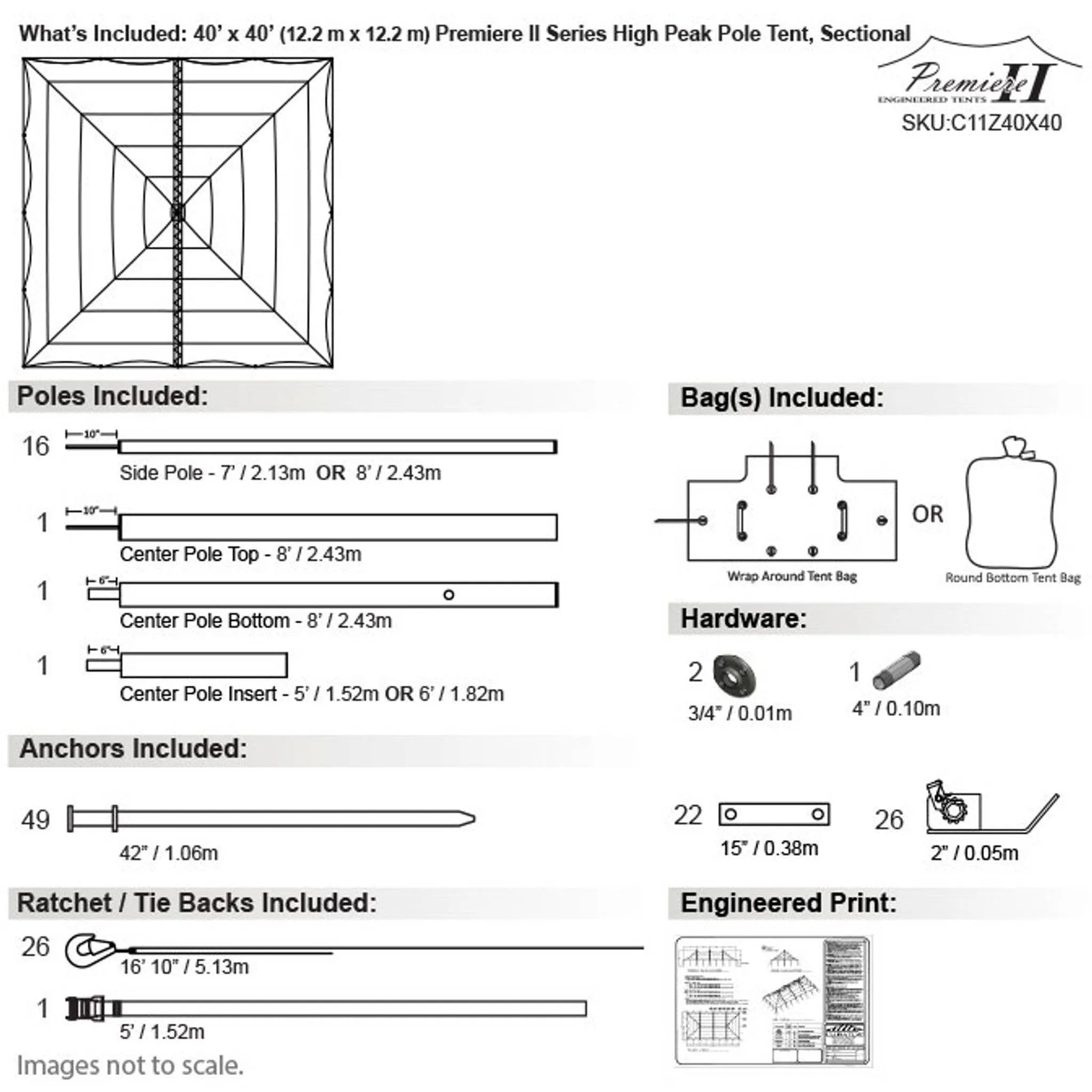 40x40 Engineered High Peak Pole Tent