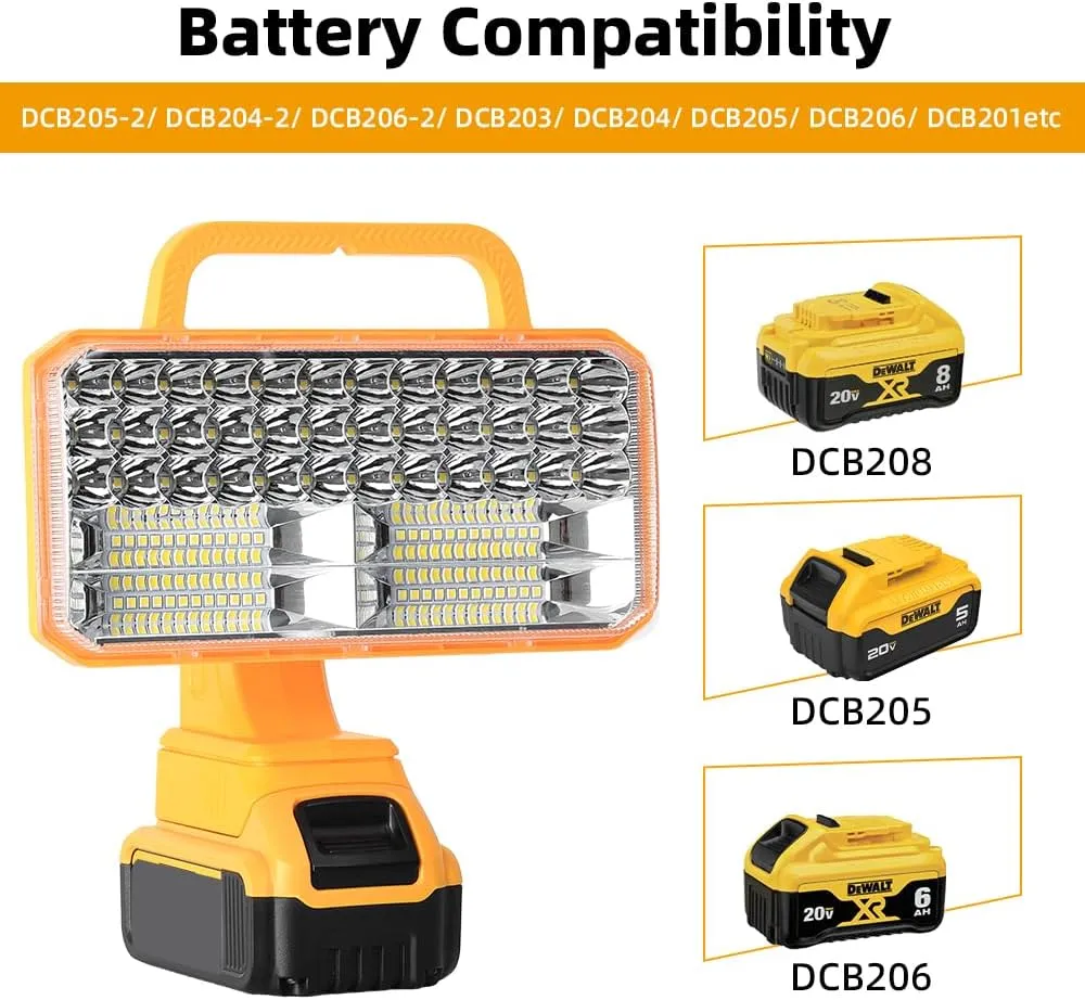 4200LM Light Compatible with Dewalt 20V Max Lithium-ion Battery, 40W Flashlight with USB Port, LED Work Light for Emergencies, Camping, Outdoor, Indoor(Battery not Included)