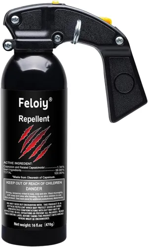 470ml/16oz - Feloiy Pepper Spray - with Safety Clip for Security Protection - Long Range Protection 30 Feet