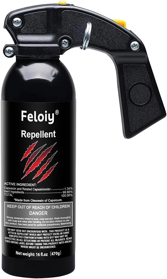 470ml/16oz - Feloiy Pepper Spray - with Safety Clip for Security Protection - Long Range Protection 30 Feet