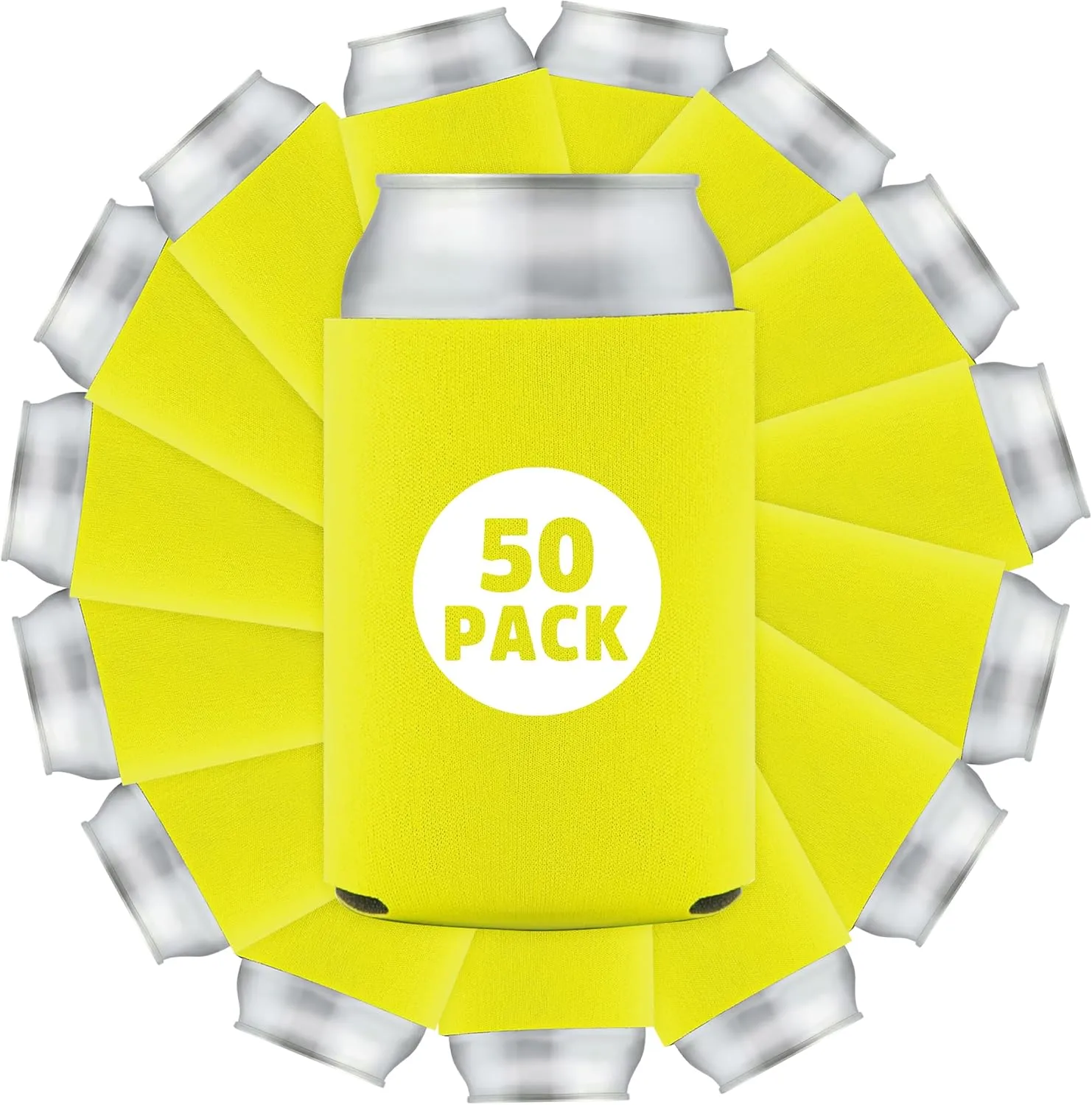 50 Pcs Bulk Blank Collapsible Can Coolers - Perfect For Sublimation Printing, HTV, Screen Printing or DIY Crafts (Yellow)