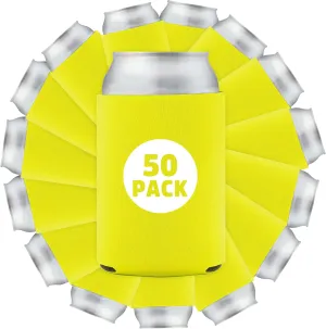 50 Pcs Bulk Blank Collapsible Can Coolers - Perfect For Sublimation Printing, HTV, Screen Printing or DIY Crafts (Yellow)
