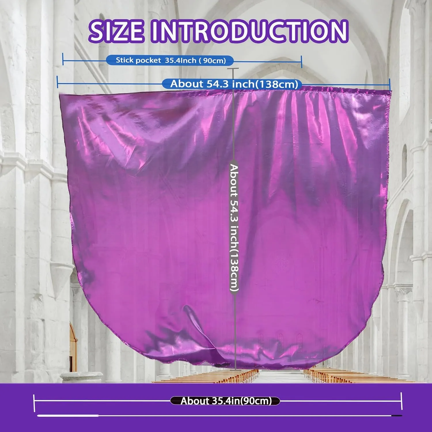 54"x54" Worship Flags for Dance Church, 2 Pack Praise Dance Flag Set, Beginner-Friendly Praise Flags With Flexible Rods & Carrying Bag, Purple