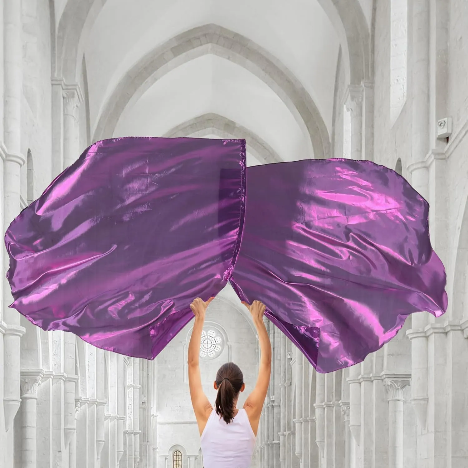54"x54" Worship Flags for Dance Church, 2 Pack Praise Dance Flag Set, Beginner-Friendly Praise Flags With Flexible Rods & Carrying Bag, Purple
