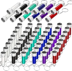 60 Pieces Mini Flashlight Keychains 5 Bulb LED Flashlight Keychains Portable Key Ring Light Torches Assorted Colors Bright Keychain Flashlights for Camping Party Favors