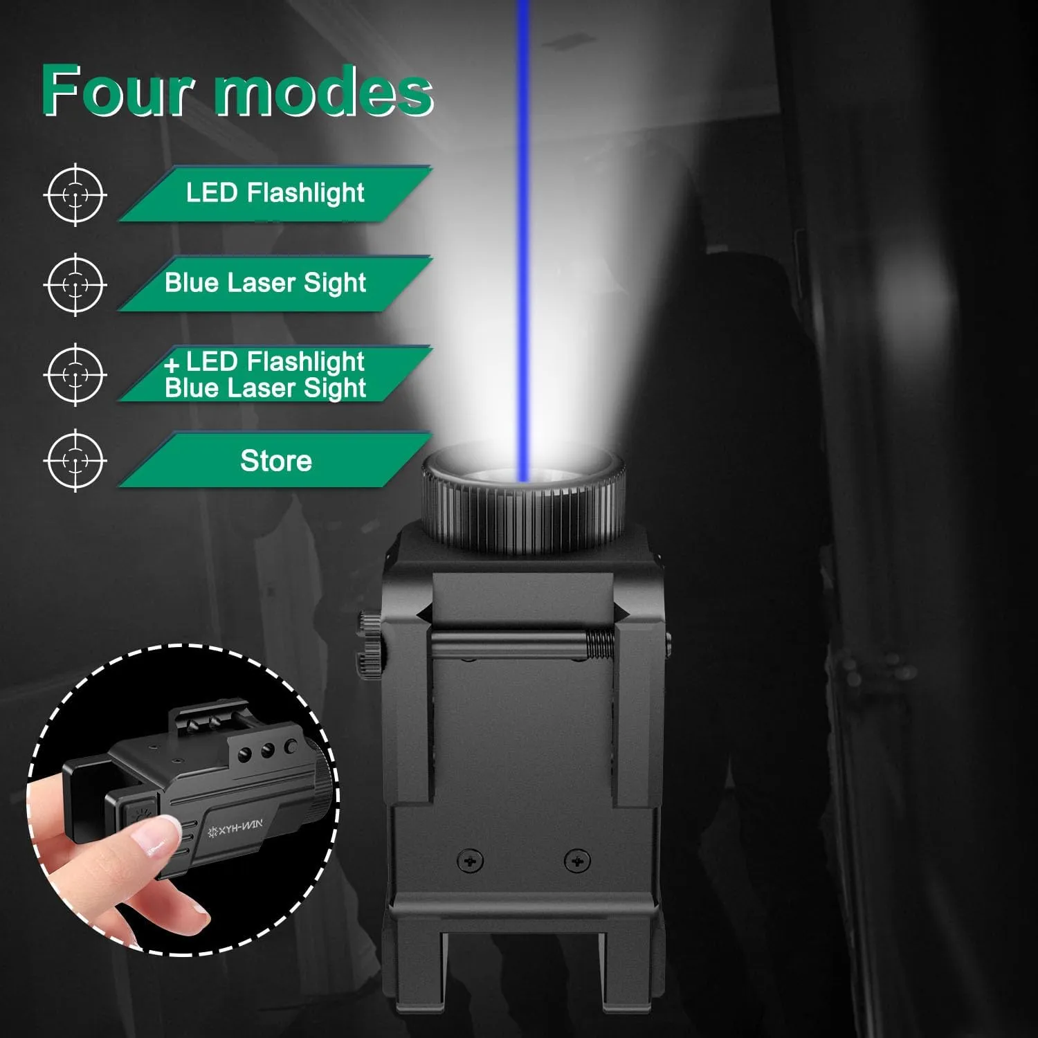600 Lumens Taurus G2c G3C Pistol Red/Green/Blue Laser Light Combo, Aluminium Tactical Flashlight and Laser Sight with Strobe Function for Glock, Sig P320, Beretta 90two, S&W 99 and S&W TSW