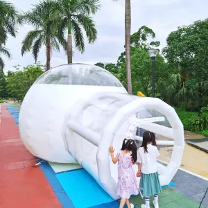 600W Inflatable Bubble Tent Transparent D-Ring Single Tunnel Bubble House Dome Greenhouse 3-5 People Tent w/Blower, for Camping Family Backyard Camping Festivals Stargazing