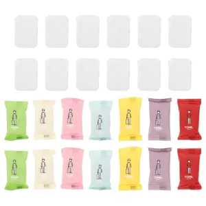70pcs Portable Compressed Towel Tablets Disposable Face Towels for Travel Camping Outdoor Activities Soft Mini Wipe Towels Vibrant Colors Easy to Carry Multi-use