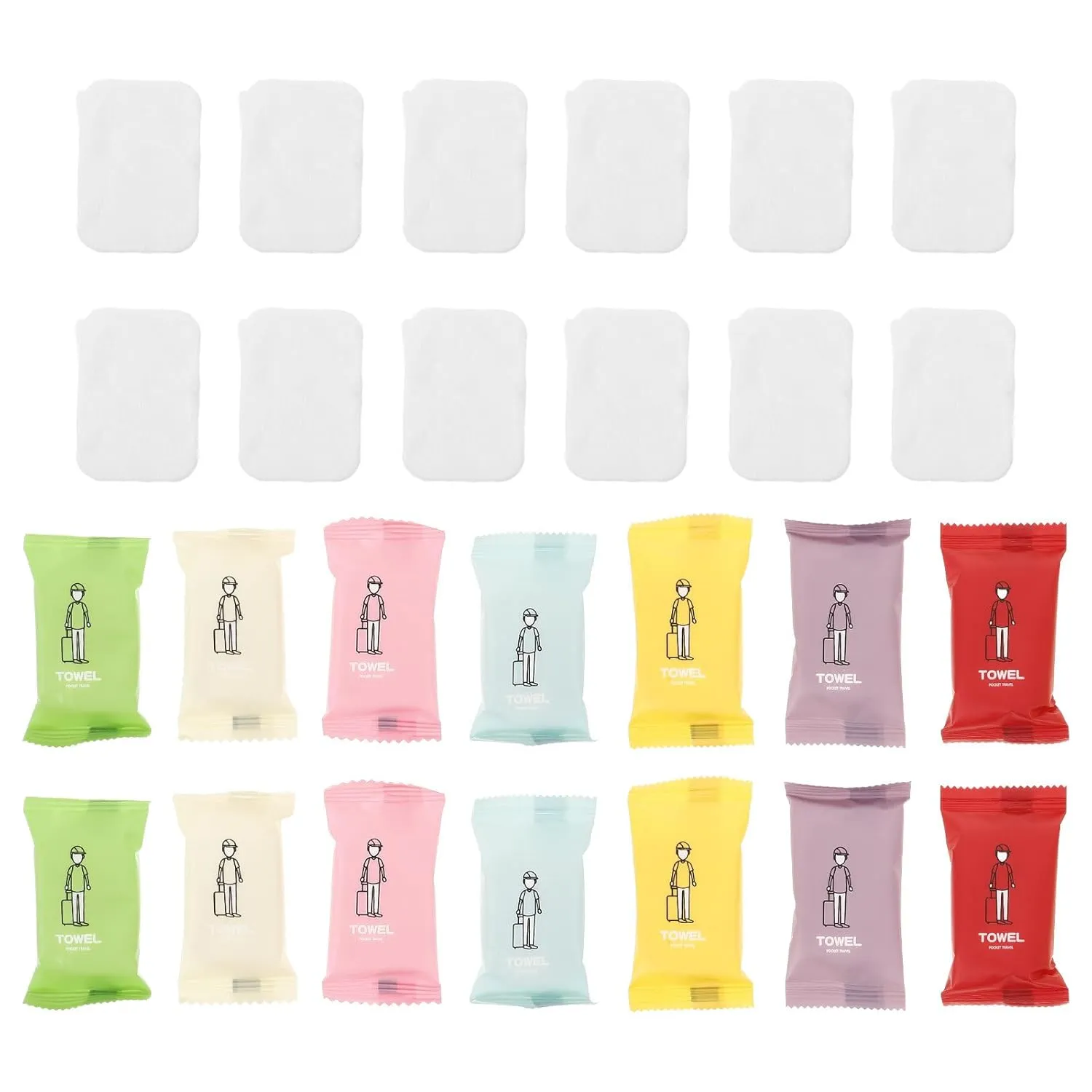 70pcs Portable Compressed Towel Tablets Disposable Face Towels for Travel Camping Outdoor Activities Soft Mini Wipe Towels Vibrant Colors Easy to Carry Multi-use