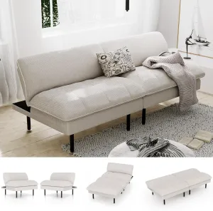 70" Futon Sofa Bed, 4 in 1 Multi-Function Couch Sleeper with Adjustable Backrest, Modern Convertible Futon, Recliner Small Loveseat for Living Room, Dorm, Beige