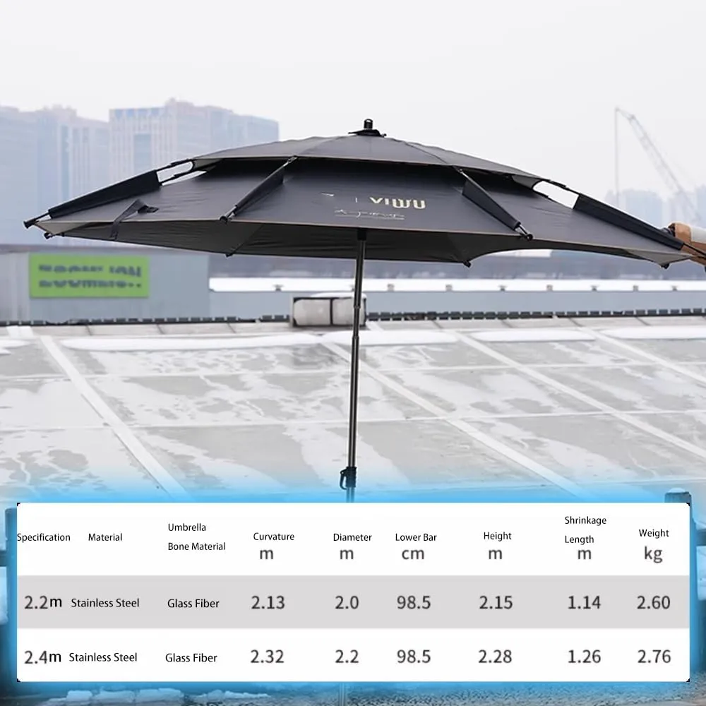 7.2ft 7.8ft Fishing Parasol Beach Umbrella, Windproof Sunshade Patio Umbrella With Anchor Carry Bag, Garden Yard Parasol 360° Rotation