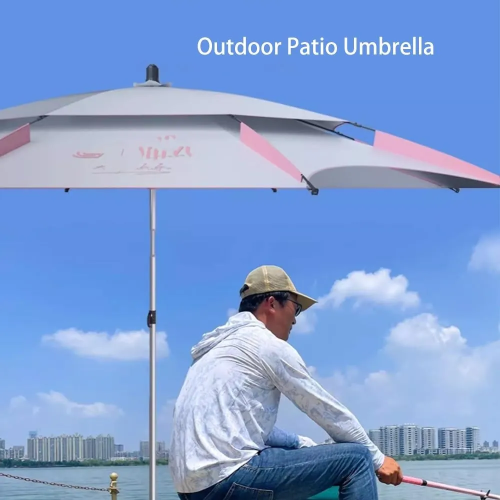 7.2ft 7.8ft Fishing Parasol Beach Umbrella, Windproof Sunshade Patio Umbrella With Anchor Carry Bag, Garden Yard Parasol 360° Rotation