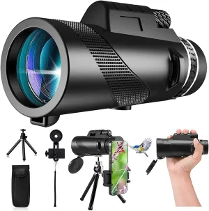80x100 Monocular Telescope High Powered for Smartphone Monoculars for Adults High Definition for Hiking Stargazing Hunting Wildlife Bird Watching Travel Camping, 3