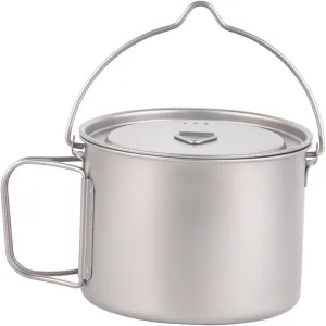 900ml Outdoor Titanium Pot with Lid Outdoor Coffee Mug with Foldable Handle Travel Cup Reusable Titanium Cup for Home Office
