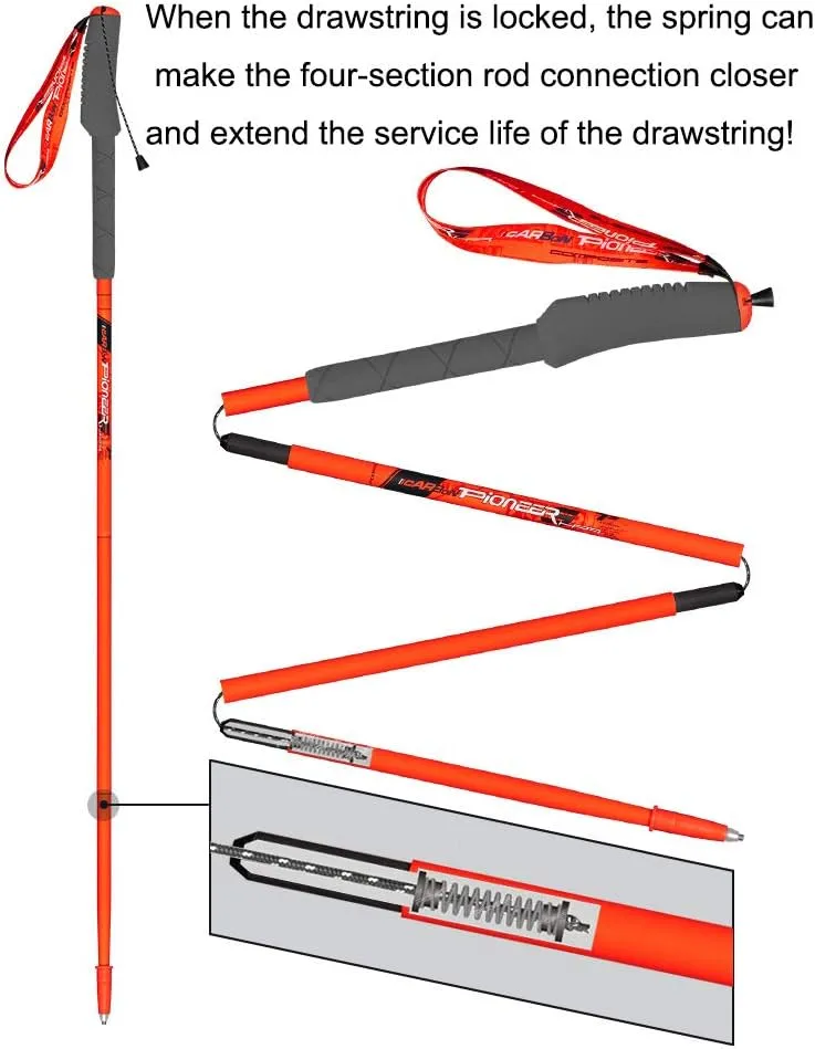99% Carbon Fiber Ultralight Trekking Poles – 1pc Pack Collapsible and Telescopic Walking Sticks, Strong Lightweight, Adjustable Quick Flip-Lock,Professional Durable Walking Poles f