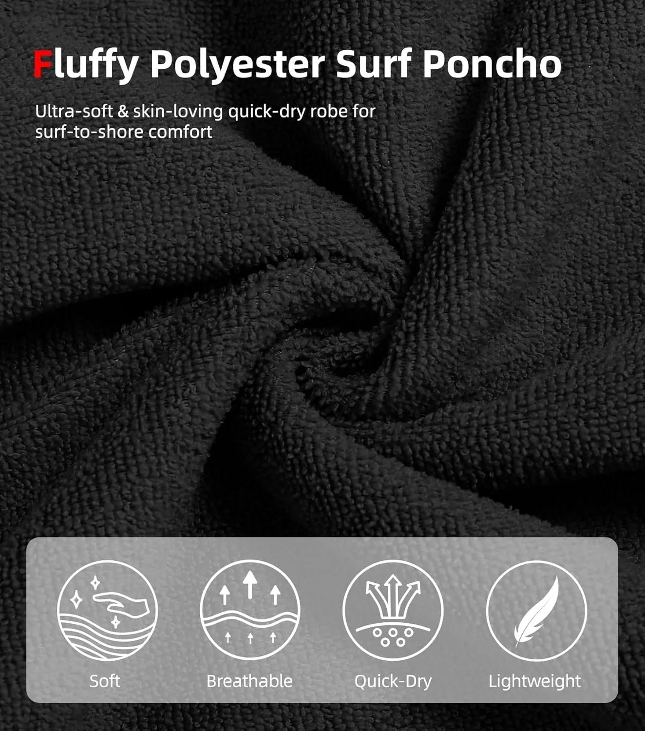 Abahub Surf Poncho Men & Women Towel Poncho Adult with Hood, Thick Quick Dry Changing Poncho Towel, Microfiber Wearable Cover Up for Surfing Beach Swim - Absorbent Changing Towel M (Black)