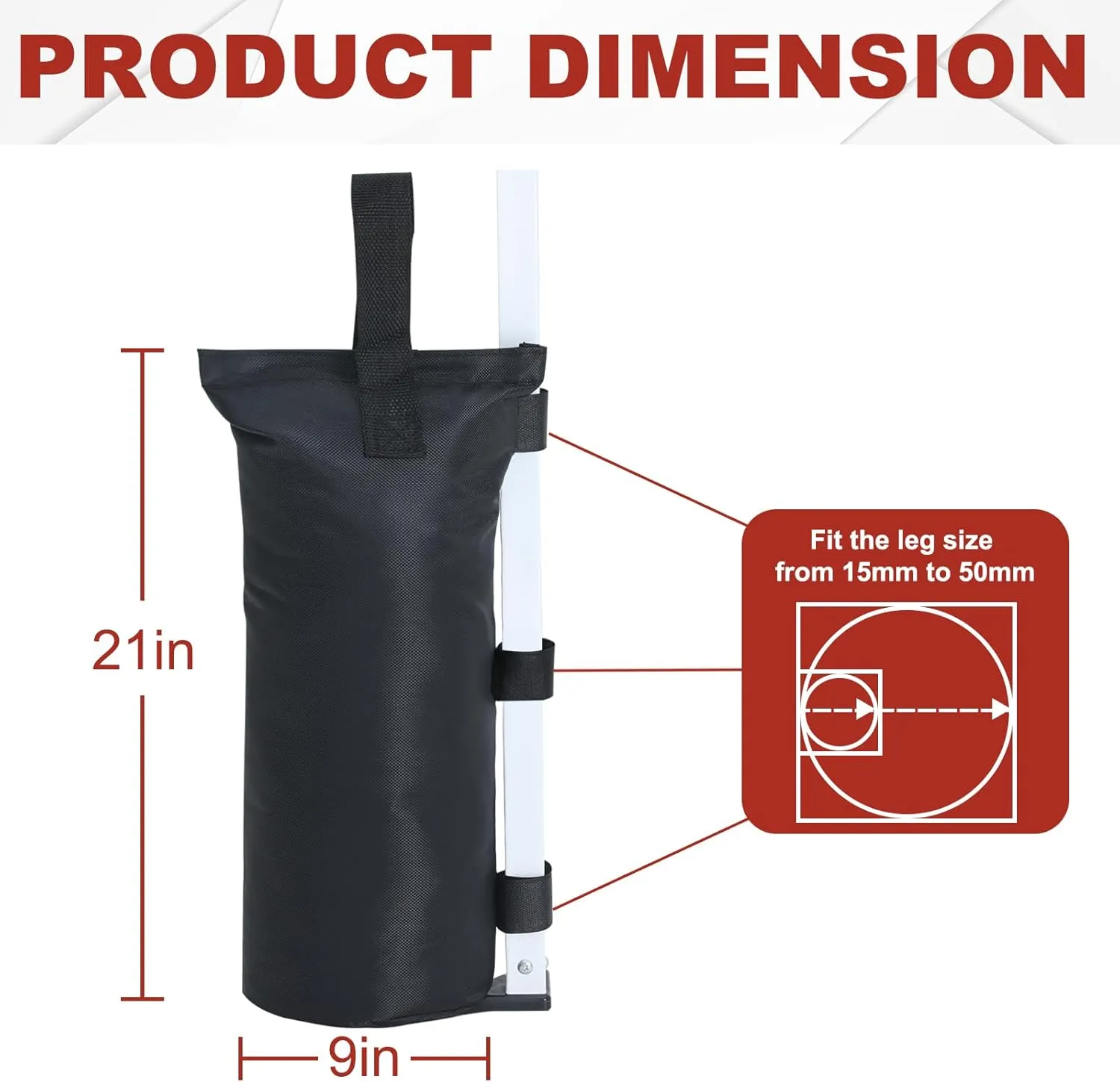 ABCCANOPY 150 LBS Extra Large Canopy Sand Bags, 4-Pack, Black (Without Sand)