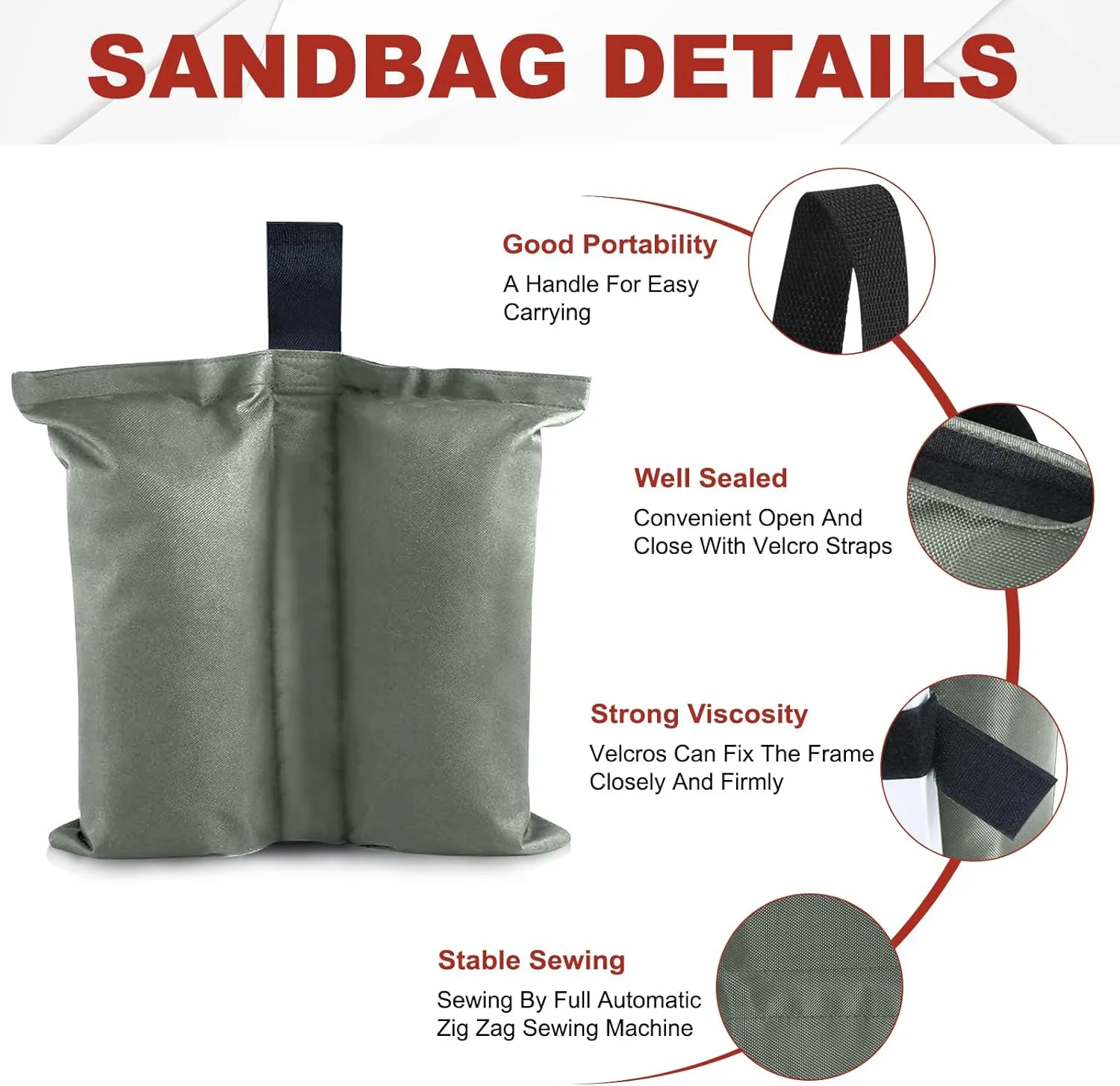 ABCCANOPY Canopy Weights 150 LBS Tent Sand Bags,4pcs-Pack (Gray)