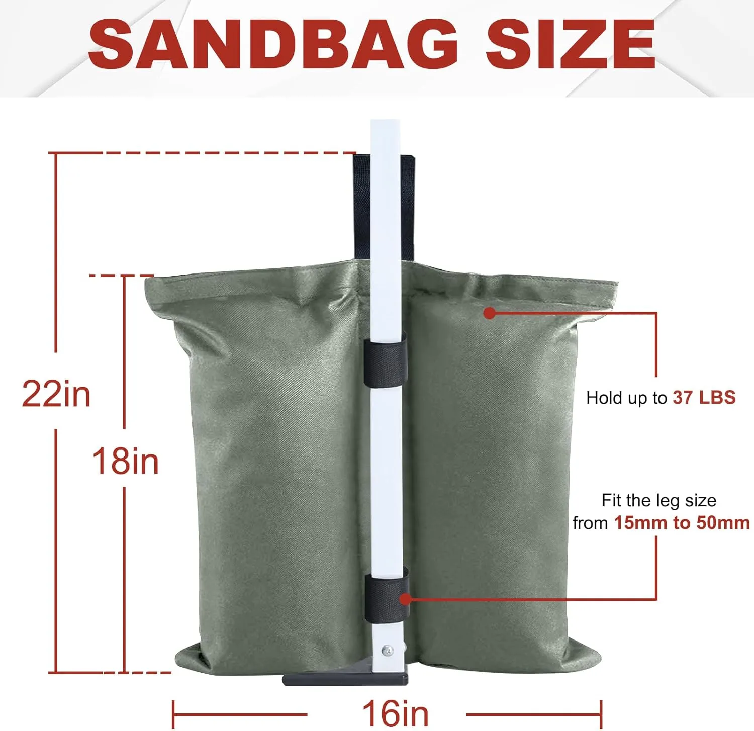 ABCCANOPY Canopy Weights 150 LBS Tent Sand Bags,4pcs-Pack (Gray)