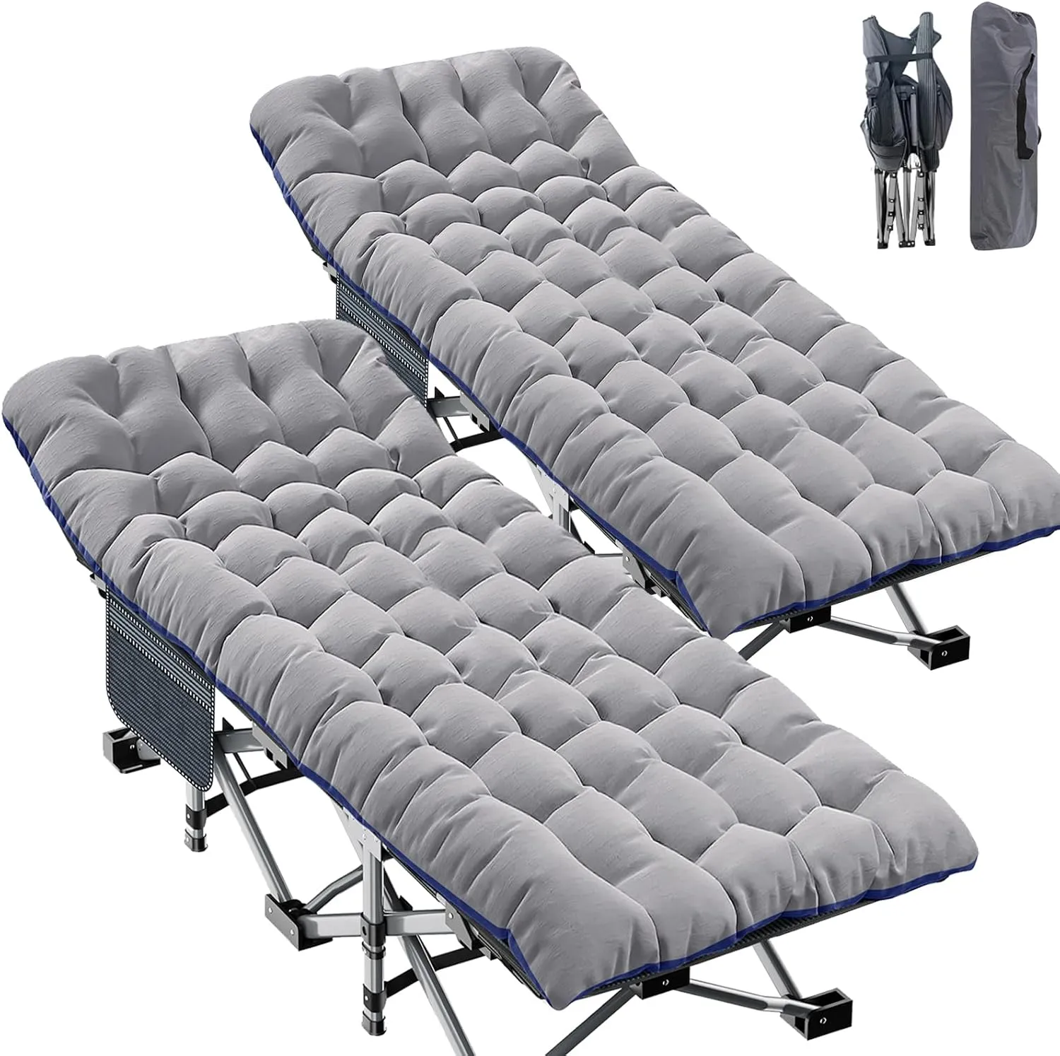 ABORON Oversized XXL Folding Camping Cot W/Mat for Adults, 78" L x 32" W x 18" H, Heavy Duty Outdoor Bed with Carry Bag,1200 D Layer Oxford Travel Camp Cots