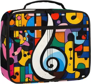 Abstract Music Notation Lunch Box for Men Women Insulated Lunch Bag Reusable Thermal Cooler Tote Bag with Handle for Work Picnic Travel Beach Sports