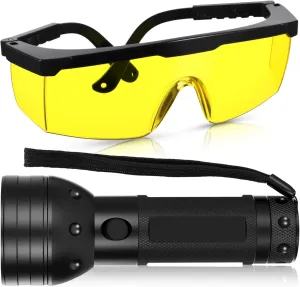 AC Leak Detector Kit AC UV Oil Dye Leak Detection Includes LED Flashlight and UV Protective Glasses with Box for Car Refrigerant Detector Tool (51 LED)