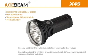 Acebeam X45 CREE XHP70.2 GEN II LED Flashlight -5000K Neutral White -18,000 Lumens