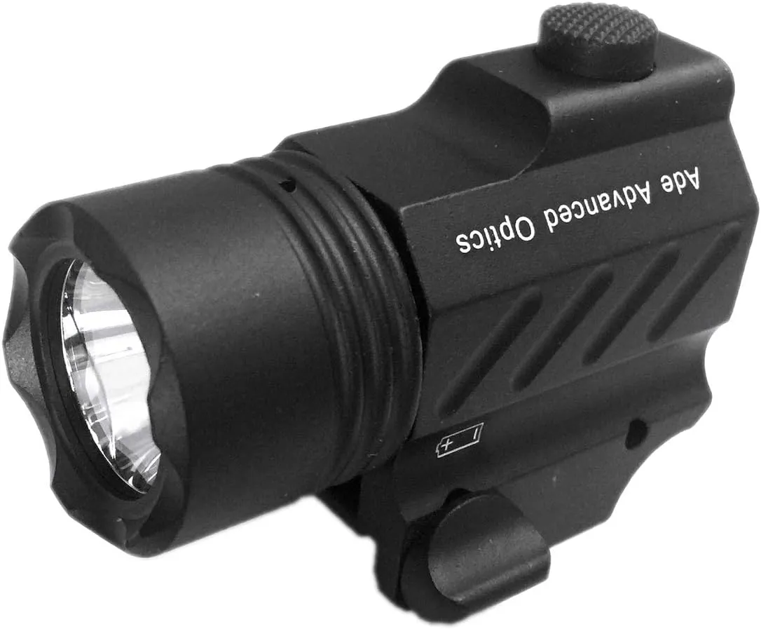 Ade Advanced Optics PL200S-A-1 Ultra Compact Tactical Strobe Flashlight 400 Lm Pistol Handgun Torch light with Strobe Mode for Hiking, Camping, Hunting & Other Indoor/Outdoor activities