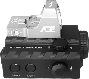 ADE LS012G CHIRON Class IIIA Green Laser   Flashlight Combo with Built-in Back up Optic mounting Plate for Red Dot Combability Work with Trijcon RMR,Holosun 407k/507K,Vortex Venom, Burris Fastfire.